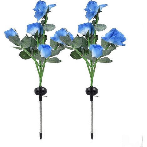 Stück 6-LED Solar-Rosenlichter, wasserdicht, Blumenbeleuchtung, Landschafts-, Garten-, Rasen- und Hofdekoration, blau (1/5)