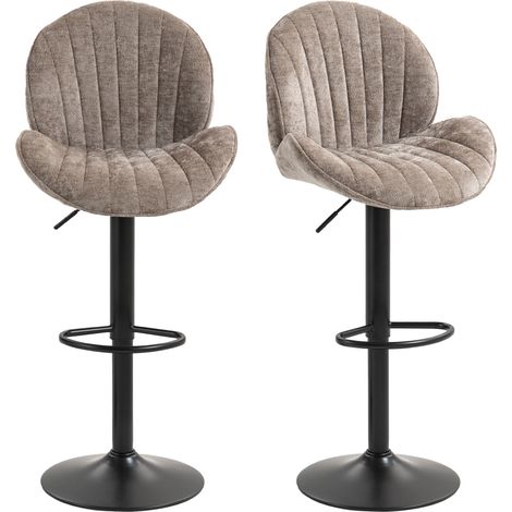 Lot de 2 tabourets de bar design coquillage NOEMIE marron et noir (1/5)