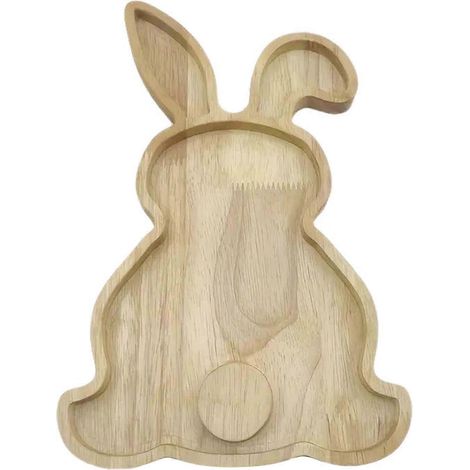 Plateaux de Noël en bois décorés d'adorables motifs de lapins de Pâques, empreints d'esprit festif, parfaits pour les restaurants et les hôtels. (1/3)