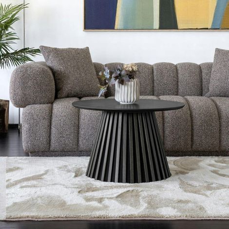 Table basse ronde en chêne noir avec piètement baguette ø70 cm AMSTERDAM (1/2)