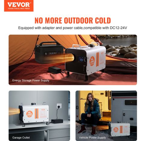 Chauffage Diesel 8 kW, Réchauffeur d'Air Diesel Tout-en-Un 12/24 V, Contrôle par App Bluetooth, Télécommande et Écran d'Affichage, Alarme CO, Portable, Chauffage Rapide, pour Bateau Camping-car (1/5)
