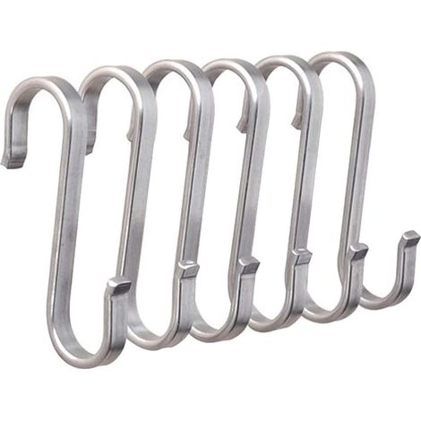 Heavy Duty 304 en acier inoxydable en forme de S crochets en métal pour accrocher, cuisine en métal Pot Pan Hanger Storage Rack placard type S crochets (10PCS) (1/5)