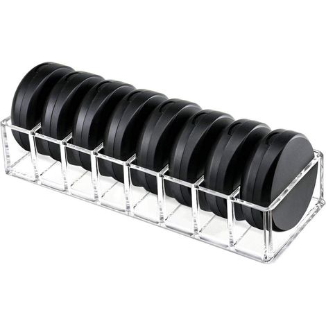 Organisateur De Maquillage - Support Acrylique Transparent Pour Poudres Et Fards À Joues - 8 Emplacements - 28,5 x 8,6 x 4,6 cm (1/5)