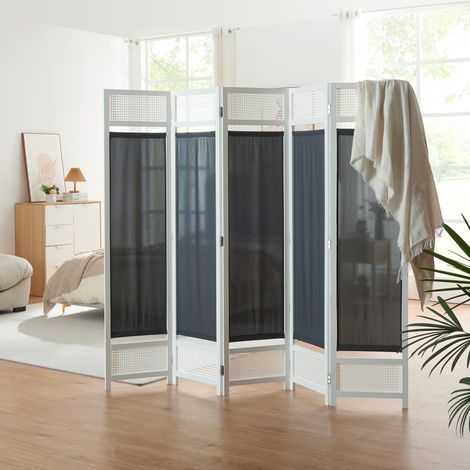Raumteiler Dorotea 5-teilig 200x170 cm Weiß/Dunkelgrau [en.casa] (1/5)