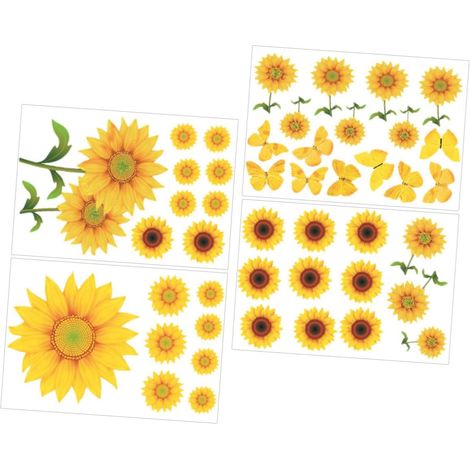 Lot De 4 Autocollants Muraux Tournesol En Pvc Pour Décoration De Salon Faciles À Décoller Et À Coller (1/5)