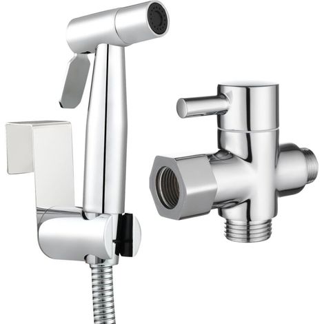 Tragbares Bidet-WC-Sprühgerät-Komplettset mit Edelstahl-Sprühkopf und 1,5 m langem Chromschlauch - KZQ