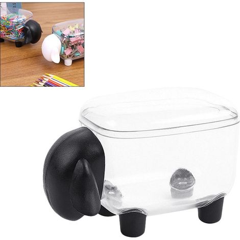 Mini-Aufbewahrungsbox aus Kunststoff für Wattestäbchen, niedliches Schafmuster, staubdicht, ideal zur Aufbewahrung von Kosmetikwatte und zur Organisation Ihres Schreibtisches. (1/5)