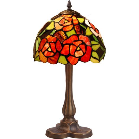 Lampe de table en forme de trèfle avec abat-jour Tiffany diamètre 20cm Série New York
