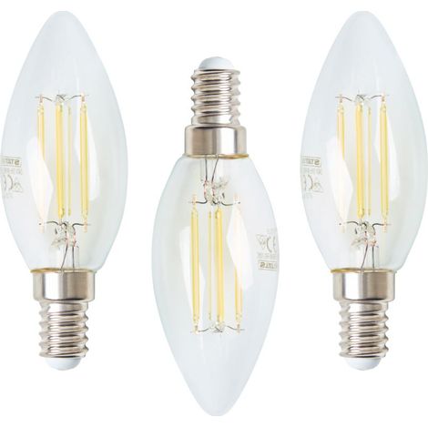 Litecraft Light Bulb 4 Watt E14 Small Edison Screw Candle Natural White LED in Clear - 3 Pack (1/2)