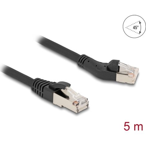 Delock Cable de red RJ45 Cat.8.1 S/FTP macho 45Â° Ã¡ngulo izquierdo a macho recto hasta 40 Gbps 5 m negro