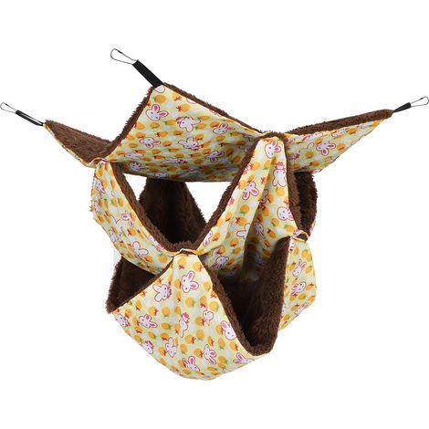 Petit hamac suspendu chaud à trois couches pour hamster ou planeur de sucre (L jaune) (1/5)