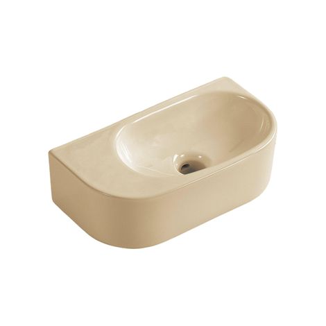 QeramiQ Pure Lavabo pour WC - 40x22x12cm - Lisse - semi-circulaire - sans trou de robinet - Céramique - Beige mat (1/2)
