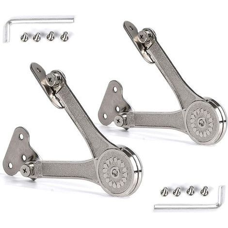 Robuste, klappbare Deckelstütze mit Scharnier – ideal für Schränke, Spielzeugkisten usw. – 2er-Pack, silber (1/5)