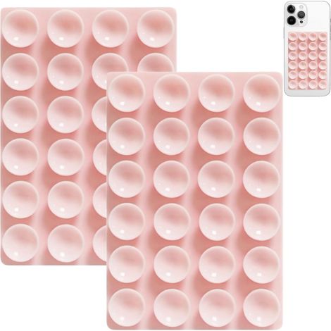 Lot de 2 Ventouses pour Téléphone en Silicone Rose, Adhésif Silicone à Bonne Adhérence, Support Polyvalent à Ventouse pour Selfies et Vidéos, Résistant et Facile à Utiliser (1/5)