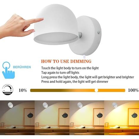 LED Indoor Wall Light Socket Wall Lamp Rotating Reading Light Living Room Bedroom Stairs Corridor Office White (1/4)