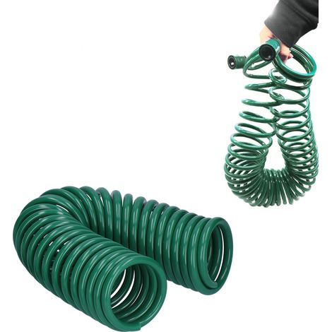 7,5 m langer Spiral-Gartenschlauch mit einziehbarem Sprühaufsatz zur Gartenbewässerung (1/5)
