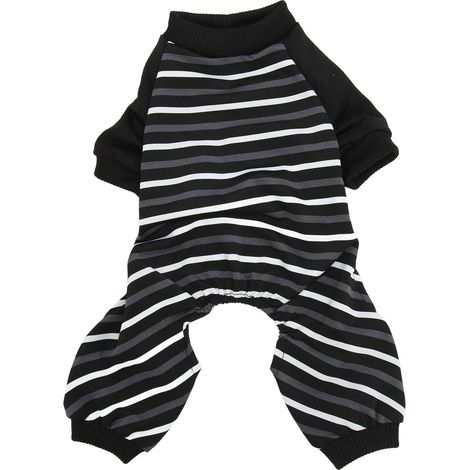 Pyjama pour chien chaud et confortable extensible 4 pattes rayé pour petits chiens chats dormant L (1/5)
