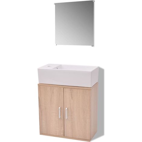 Maison Exclusive - 3-tlg. Badmöbel-Set mit Waschbecken Beige