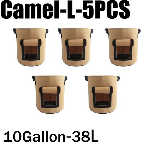(Camel-L-5PCS) 3 styles de sacs de culture en feutre, tissu non tissé, pour pots de pommes de terre, serres et autres légumes, outils de culture verticaux hydratants (1/4)
