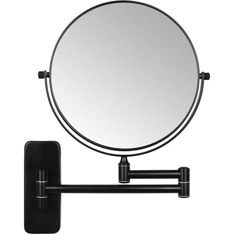 Cosmetic Mirror 5X Magnification Bathroom Mirror Black 360 Degree Swivel Double Sided Extendable Shaving Mirror Wall Mounted Diameter 20cm (1/5)