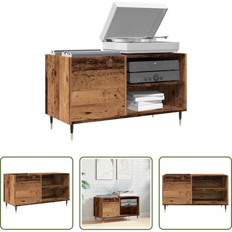 vidaXL Rangement vinyle - Armoire à disques vieux bois 84,5x38x48 cm bois d'ingénierie (1/5)