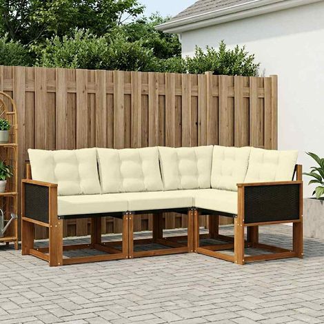 vidaXL Outdoor-Sofagarnitur mit Kissen 4 pcs Natur und Creme (1/5)