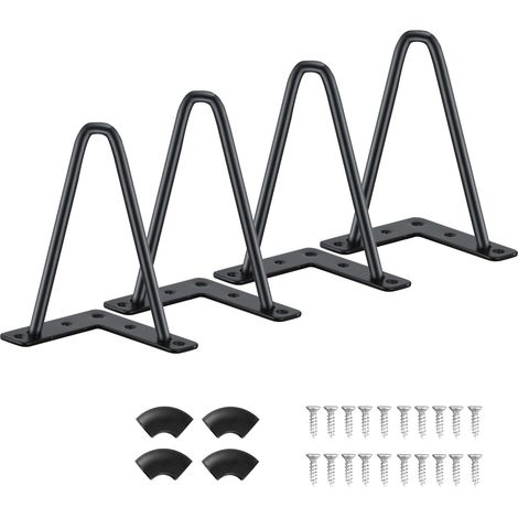 EASYCOMFORT Pieds de Meuble Noir 4pcs Pieds Epingle Chaise Table DIY avec 20 Vis + 4 Protège Pieds (1/4)