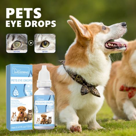 Gouttes oculaires pour chats et chiens, nettoyant en douceur les traces de larmes et les sécrétions oculaires - 12 ml (1/5)
