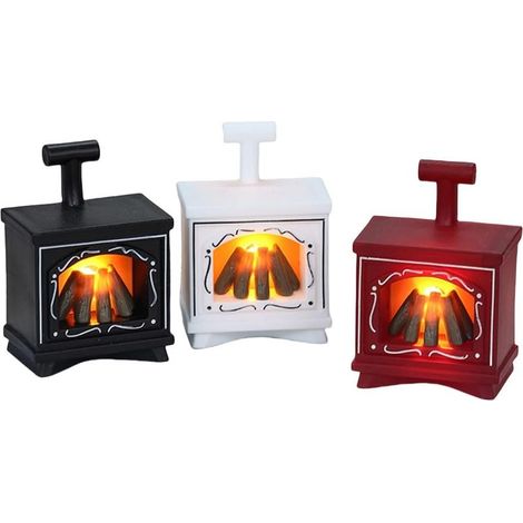 Lumières de cheminée miniatures à LED, ornements de décoration intérieure pour la maison, meubles de poupée, noir, rouge, blanc, 3 pièces (1/5)