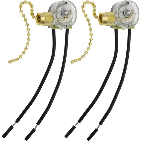 2 x Replacement Chain Switches Model JX42B Cord Pull for Wall Lamps/Table and Ceiling / Wall Fan Gold (1/5)