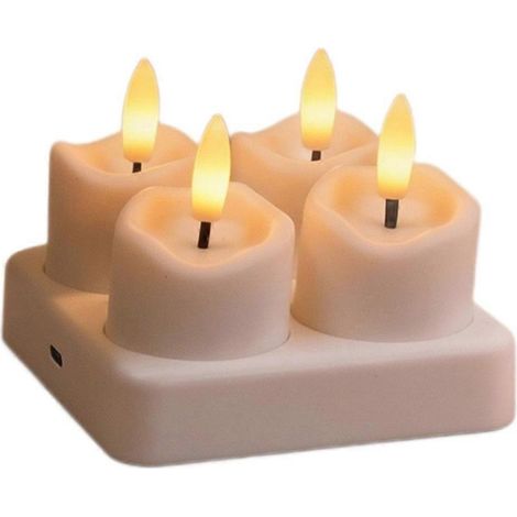 Bougie LED rechargeable à 4 lampes avec télécommande, idéale pour la décoration intérieure, la décoration de la maison et les décorations de fêtes. Sans flamme. (1/5)