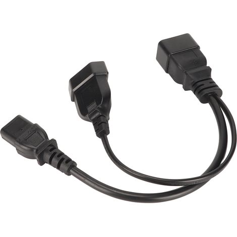Cordon d'alimentation répartiteur en Y IEC320 C13 vers IEC320 C20 (fiche femelle IEC320 C13 vers IEC320 C20), 32 cm (12,6 pouces). (1/4)