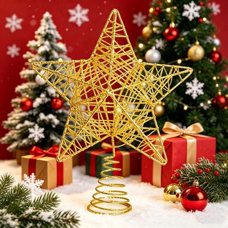 Pointe d'arbre de Noël et pointe d'arbre de Noël - pointe d'arbre de Noël idéale pour la pointe d'arbre de Noël (or, 13 17cm) (1/4)