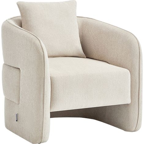 Fauteuil en tissu chiné beige LANITO