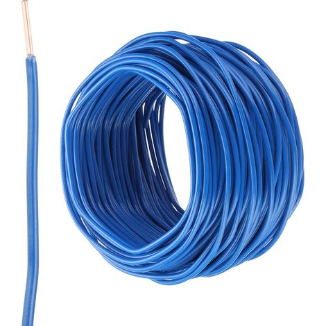 75 Pieds Fil Electrique Isolé Cuivre Solide 14 AWG Câble de Connexion Fil THHN Résidentiel, Industriel, Mise à la Terre, Classé pour 600 Volts, Bleu (1/5)