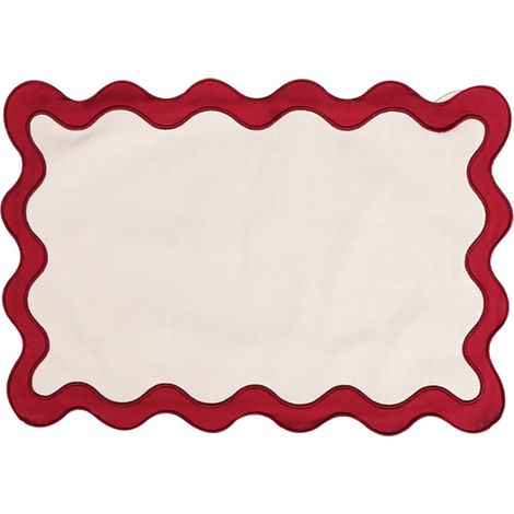 Set bestehend aus 1 Platzset aus Baumwolle (40 x 50 cm), fleckenabweisend und waschbar, mit Boho-Bogenstickerei, gewebte Tischdekoration