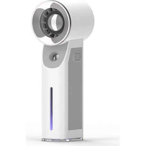 Ventilateur portable réfrigéré à turbine blanche, avec pulvérisation de brume fraîche et fonction de refroidissement par contact glacé, rechargeable USB (1/4)