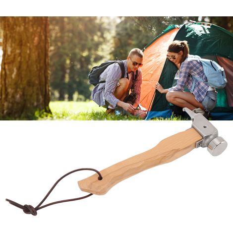 COOLCAMP Panneau perforé de camping portable en acier inoxydable avec poignée en bois, mini-panneau perforé de camping, marteau de camping portable en acier inoxydable (1/5)