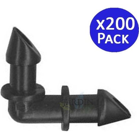 Lot de 200 Coude pour tuyau 4 mm pour joindre un tuyau arrosage 4,5 x 6,5 mm