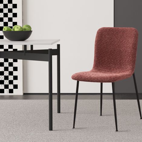 Chaise de salle à manger en tissu bouclé rose LICIA (lot de 2) (1/5)