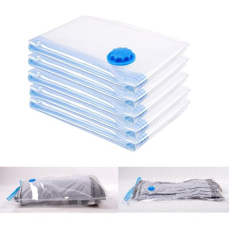 Randaco karpal Vakuumbeutel 5er Set 100x120 CM, Aufbewahrungsbeutel für Kleidung & Bettwäsche, platzsparende Kleidersäcke mit Ventil, wiederverwendbar & transparent (1/5)