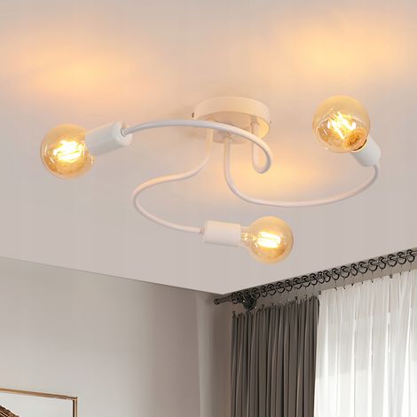 Plafoniera E27, lampada a sospensione bianca, 3 teste, per cucina, moderna, minimalista (1/5)