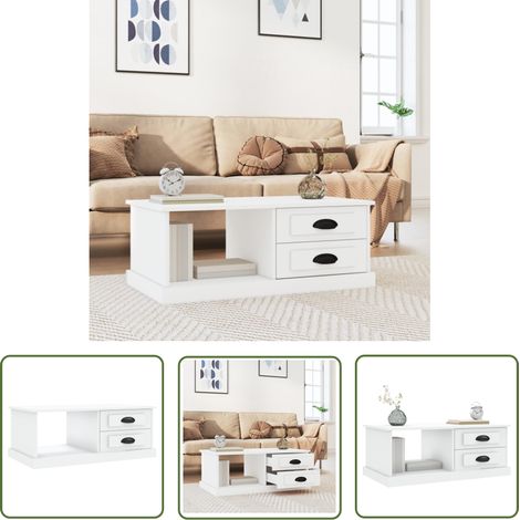 The Living Store Couchtisch Weiß 90x50x35 cm Holzwerkstoff - Couchtisch - Wohnzimmerschreibtisch - Sideboard - Holzwerkstoff Möbel - Weißer Couchtisch (1/5)