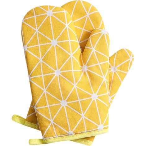 Confezione da 2 guanti da forno/grill - Guanti da cucina con design antiscivolo, adatti per cucinare, cuocere al forno e grigliare, colore giallo.