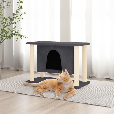 Arbre à chat Cadre d'escalade de Chat avec griffoirs en sisal Gris foncé 50 cm 90797 (1/5)