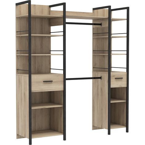 Dressing extensible style industriel chêne/noir Rita (1/5)
