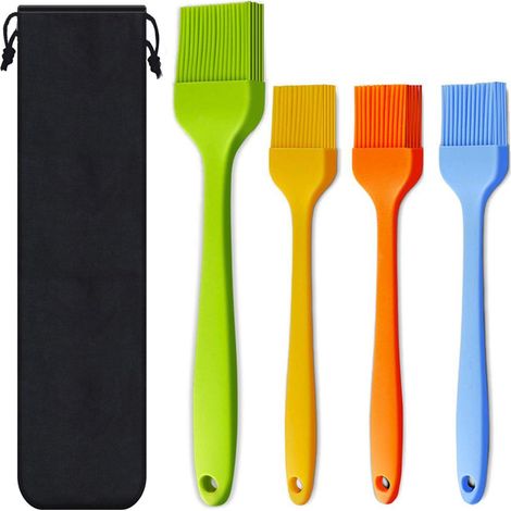 Pinceau à pâtisserie en silicone pour badigeonner, huiler, beurrer, sauces et marinades. Idéal pour le barbecue, les grillades, la pâtisserie, la viande, les saucisses et les desserts. Qualité aliment