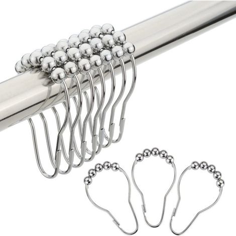12pcs Bathroom Hook Shower Curtain Hooks Rings, Rust Resistant Metal Shower Curtain Hooks Rings for Bathroom