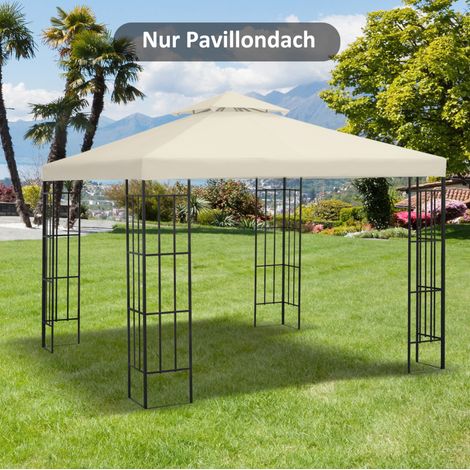 Pavillondach für Metallpavillon 3 x 3 m, Doppeldach, wasserabweisend, Polyester, cremeweiß HAVRYA (1/5)