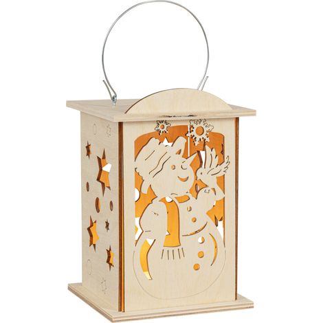 Saico Holzlaterne Schneemann für LED-Stripe oder Teelicht 16 x 12 cm natur